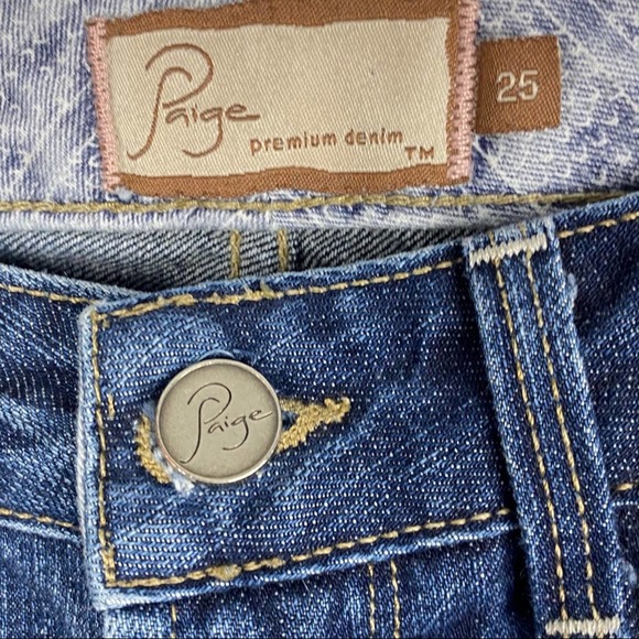 PAIGE Hollywood Hills Distressed Mid Rise Jeans, Size 25 - Picture 4 of 16